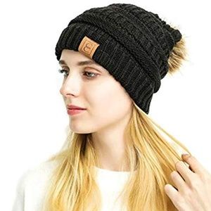CC Chic Popular Pom Pom Beanie - Black